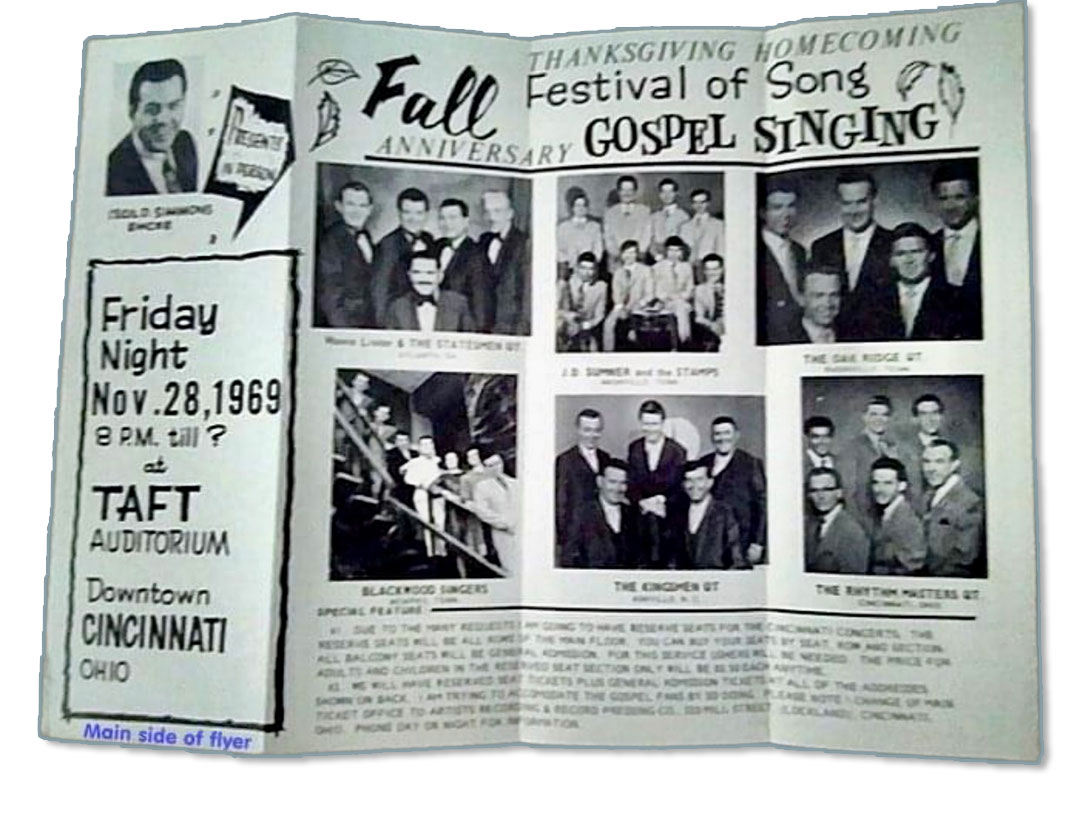 1969 - Show Flyer From Fall Festival Of Song At The Taft Auditorium In Cincinnati, Ohio